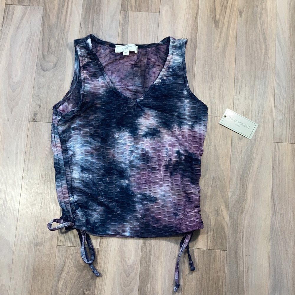 Last Chance ❌ 💜$8ifbundle3 No Comment tie dye print honeycomb stretch  top L jr - Picture 5 of 16